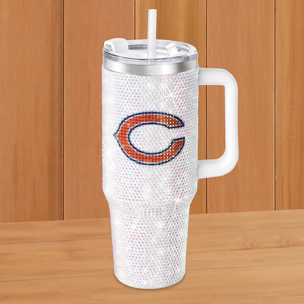 Chicago Bears 46oz. Colossal White Bling Tumbler NEW
